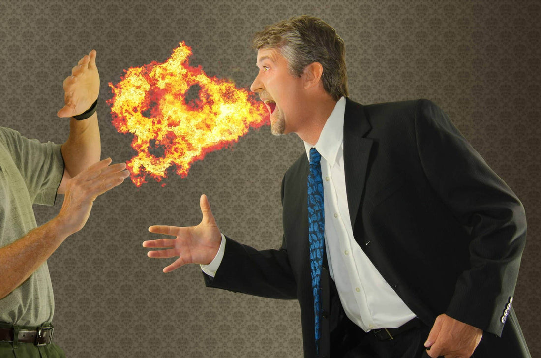halitosis - man breathing fire to symbolize bad breath