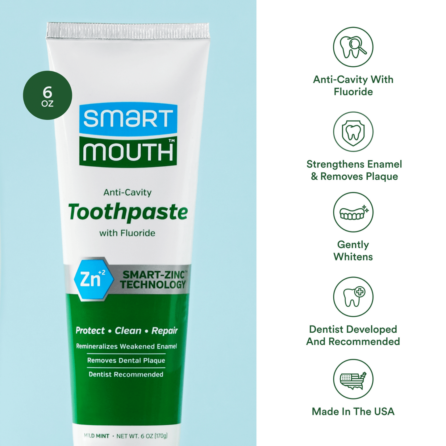 SmartMouth™ Anti-Cavity + Zinc Toothpaste (6oz) - Image 2
